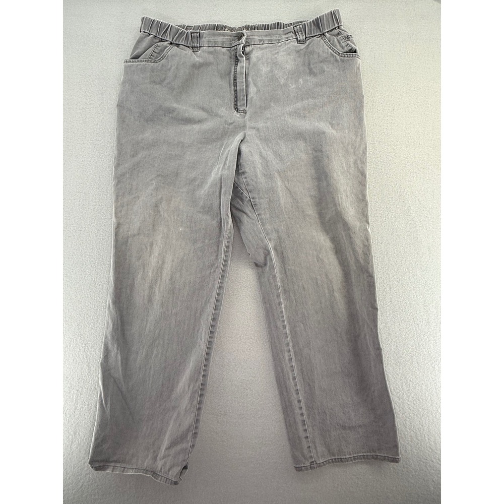Essentials Tchibo Women's Gray Pinstripe Stretch Pants Size GB 24 Plus Elastic